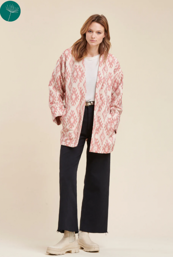 Jaket Kimono dengan Kain Jacquard